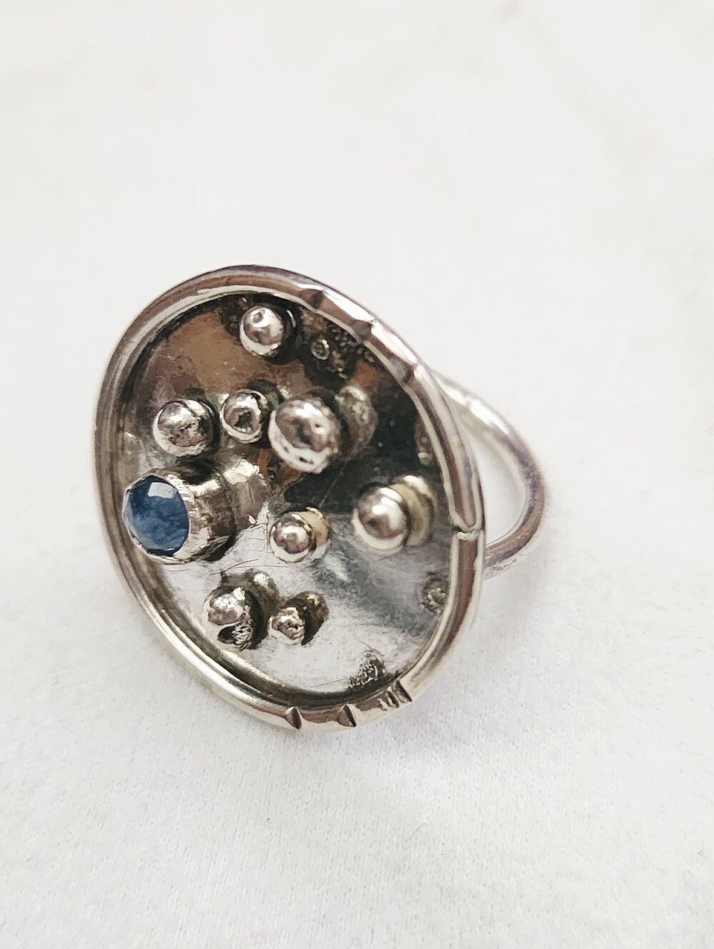 KYANITE ROUND RING HANDMADE IN STERLING SILVER METAL SIZE 7 - Picture 7 of 13